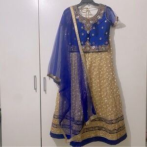 Blue and Gold Lehenga